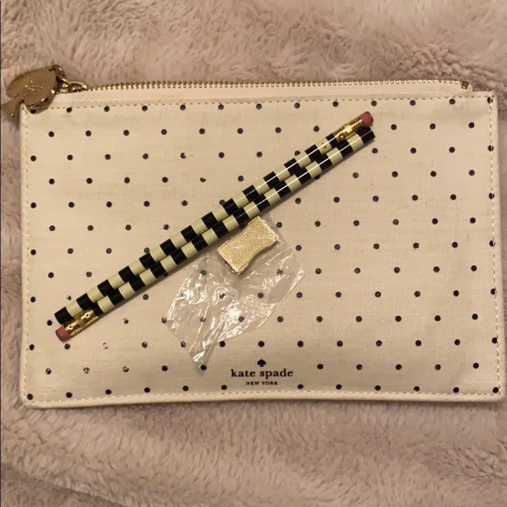Kate Spade Pencil Pouch w/ Two Pencils & Sharpener